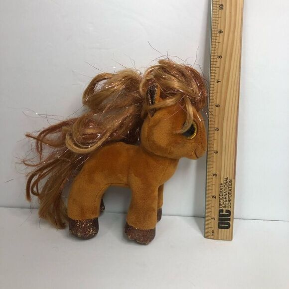 ty beanie boo glitter the horse tan brown tinsel hair 6 inch glitter hooves 2019 - Picture 12 of 12